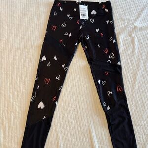 Fabletics Black Leggings with Heart Pattern
